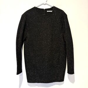 T Alexander Wang Sweater Mini Dress Black Speckle Long Sleeve Side‎ Pocket Small